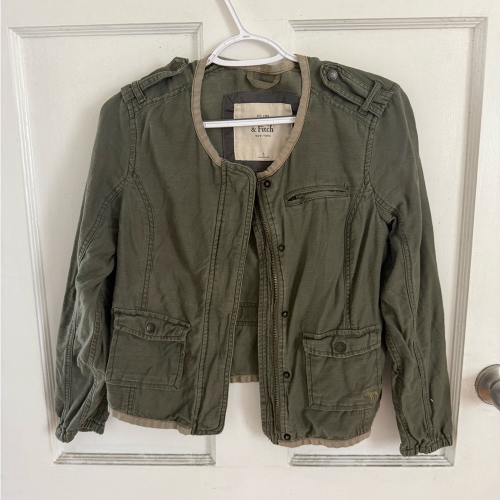 Y2K Vintage Abercrombie & Fitch Olive Green Military 100% Cotton Jacket